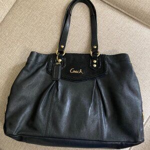 Coach Black Leather Handbag  #F19243
